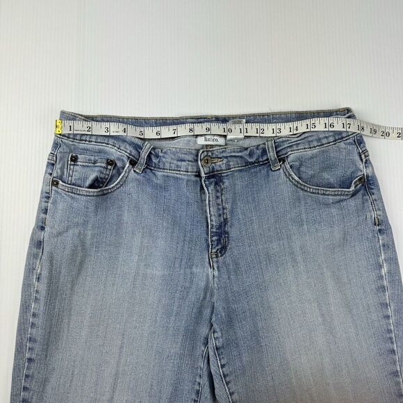 Liz Co Jeans Size 18 Stretch Straight Leg Mid Rise Blue Denim Light Wash - Picture 7 of 11